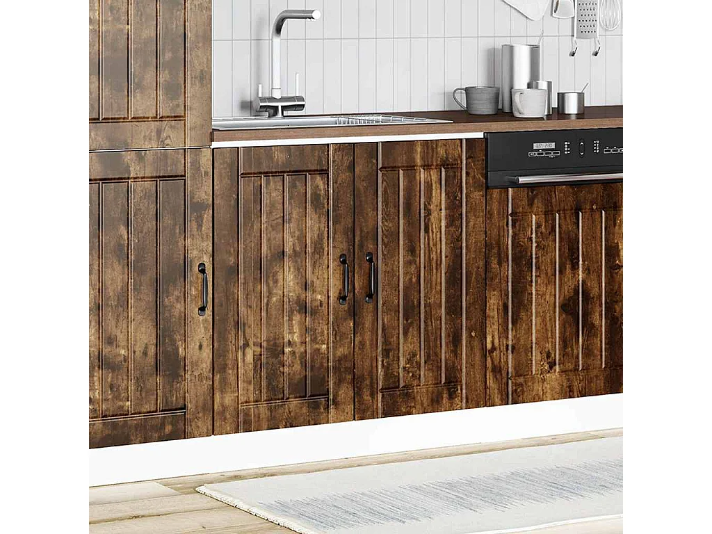 Mueble bajo fregadero Lucca madera contrachapada roble ahumado