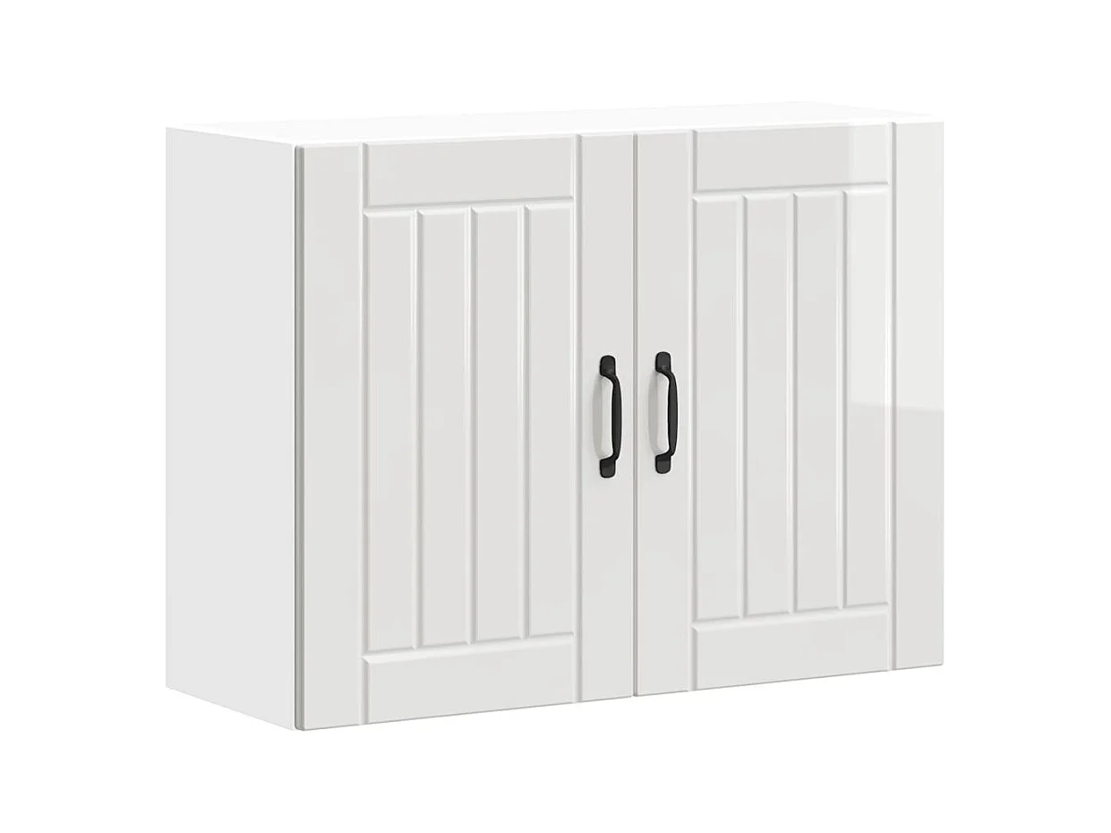 Armoire murale de cuisine Lucca blanc brillant bois ingénierie