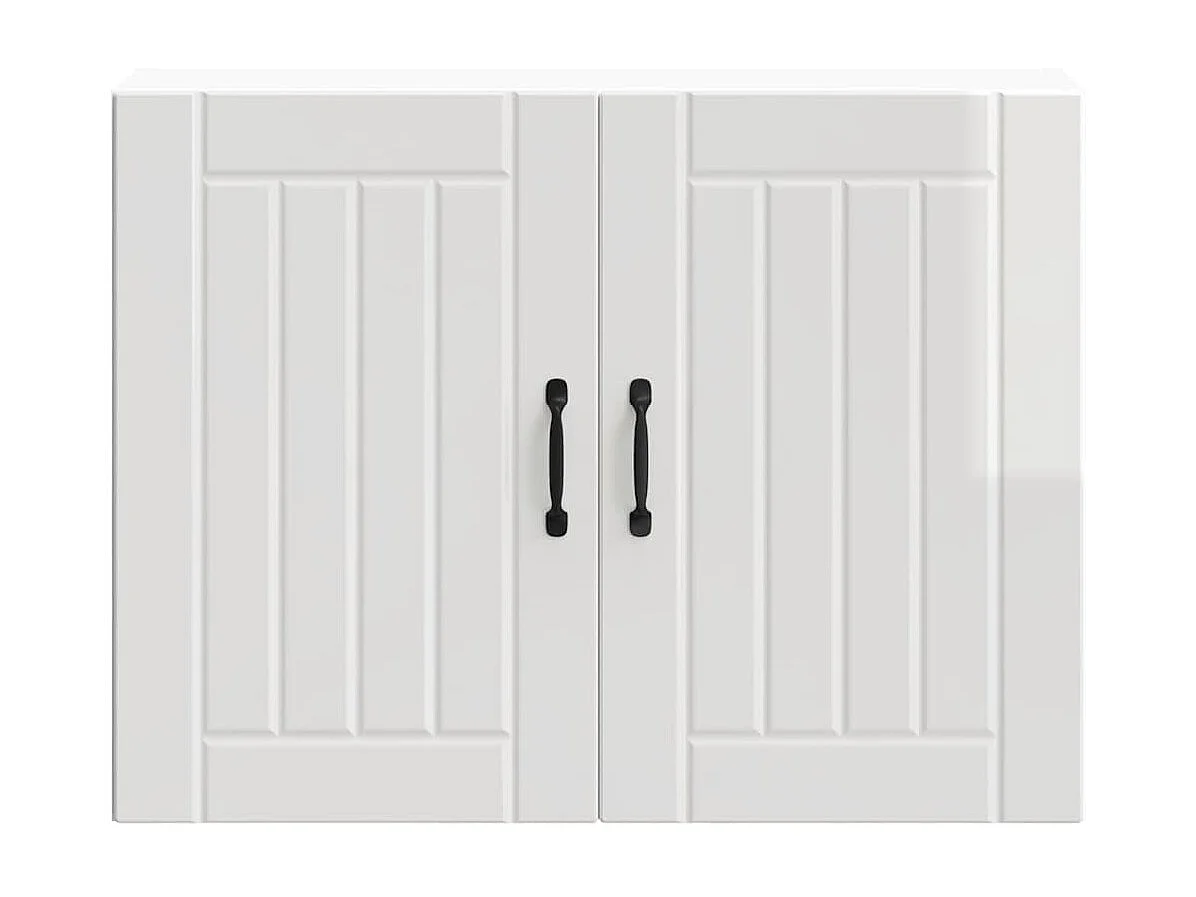 Armoire murale de cuisine Lucca blanc brillant bois ingénierie