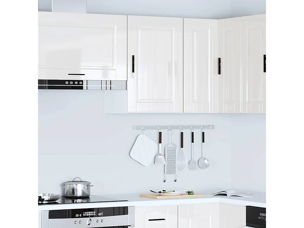 Armoire murale de cuisine Porto blanc brillant bois ingénierie