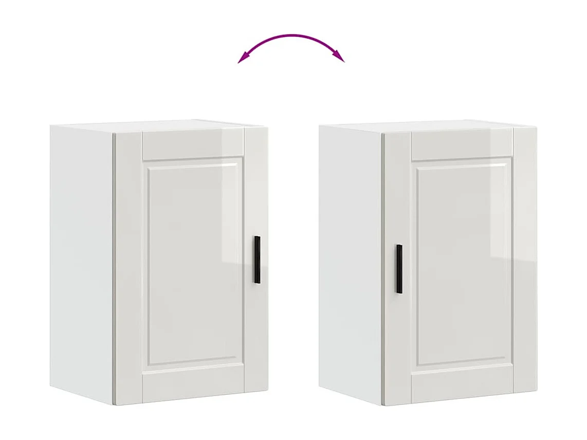 Armoire murale de cuisine Porto blanc brillant bois ingénierie