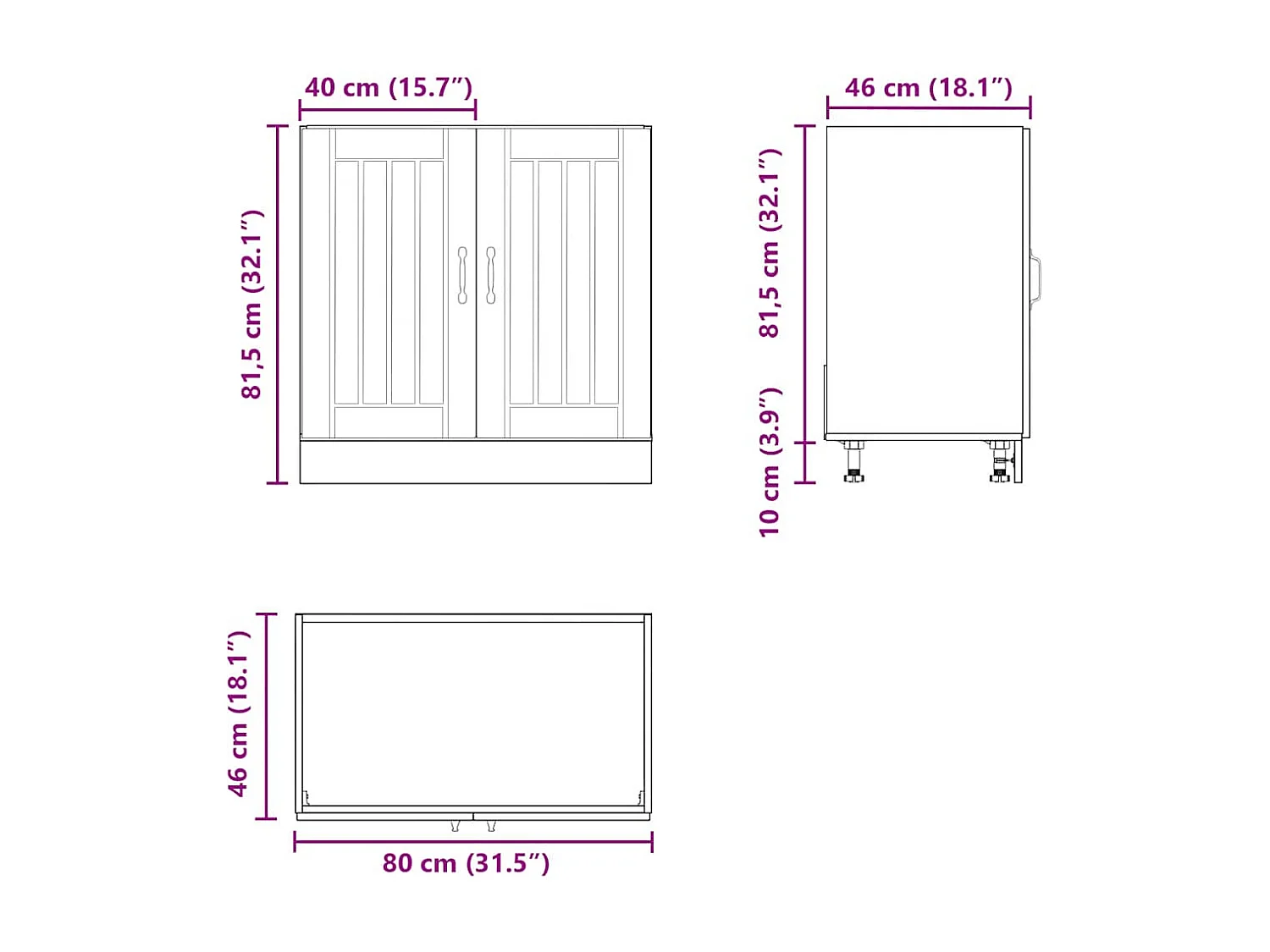 Spoelbakonderkast Lucca bewerkt hout hoogglans wit