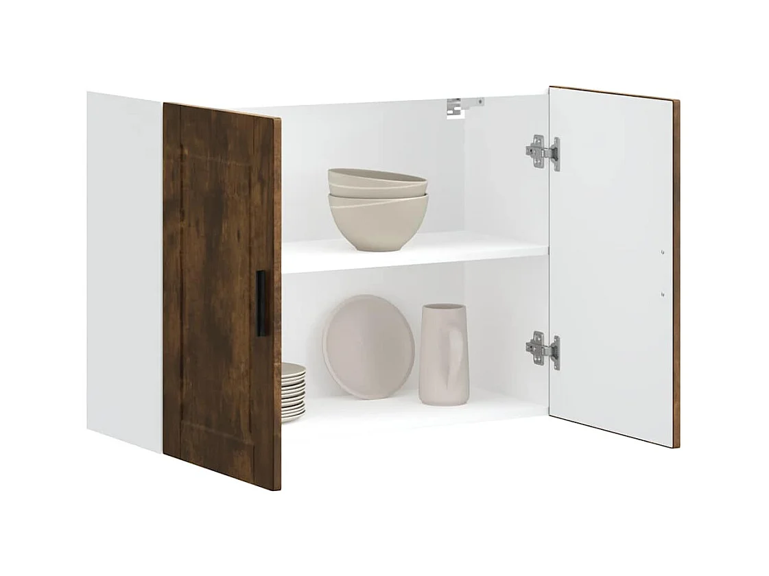 Keukenwandkast Porto bewerkt hout gerookt eikenkleurig