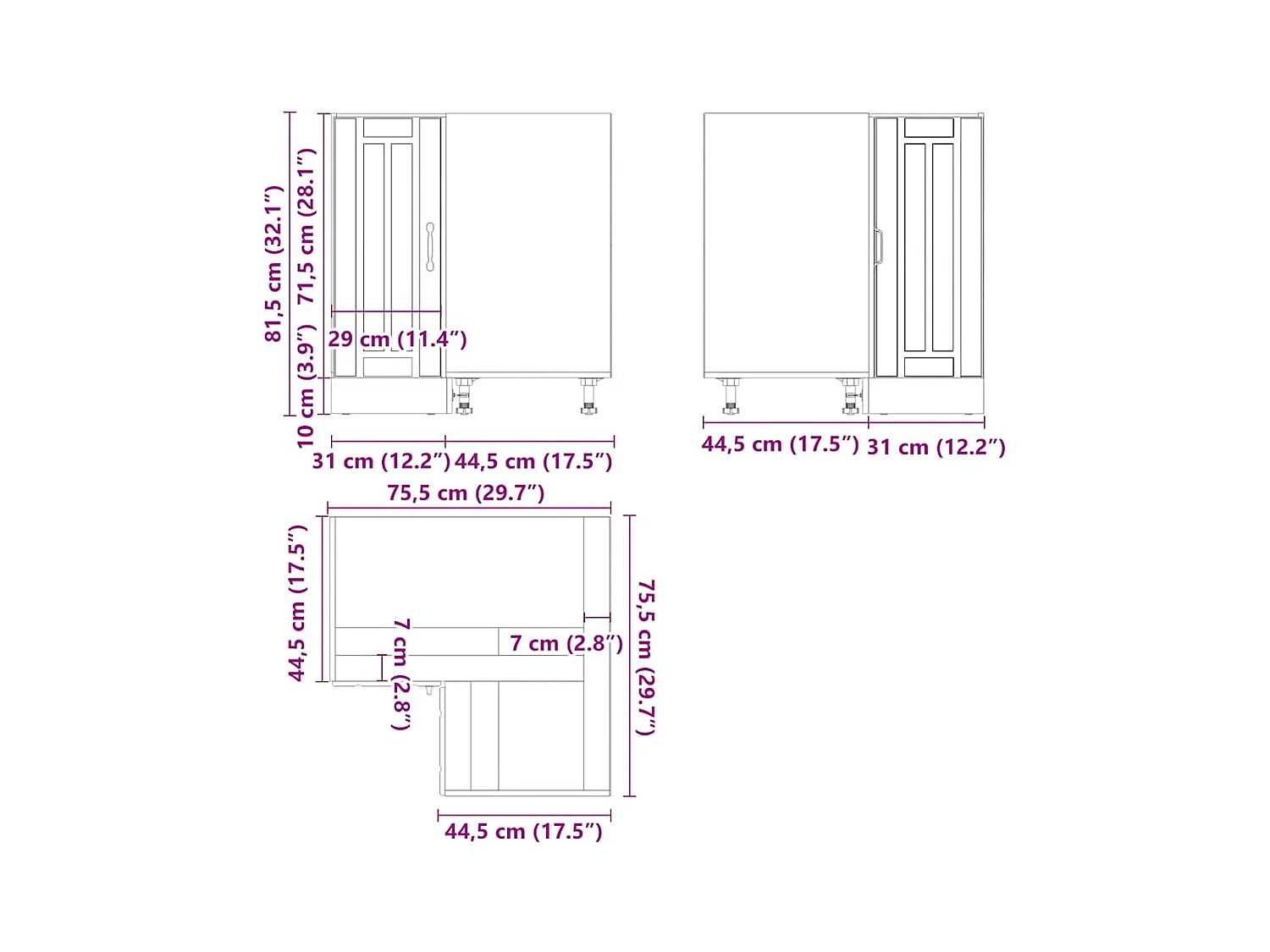 Küchen-Eckunterschrank Lucca Hochglanz-Weiß Holzwerkstoff