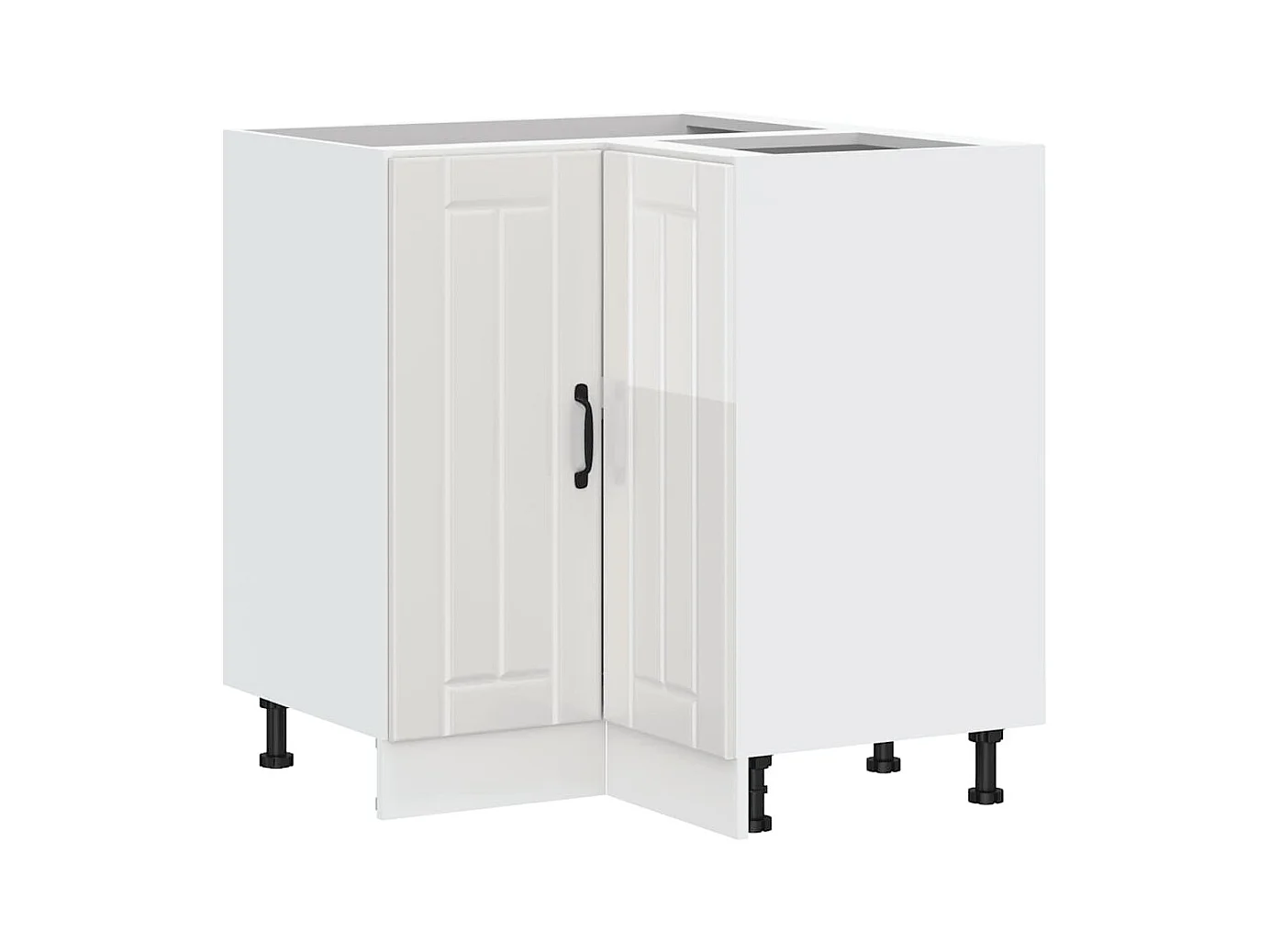 Armoire d'angle de cuisine Lucca blanc brillant bois ingénierie