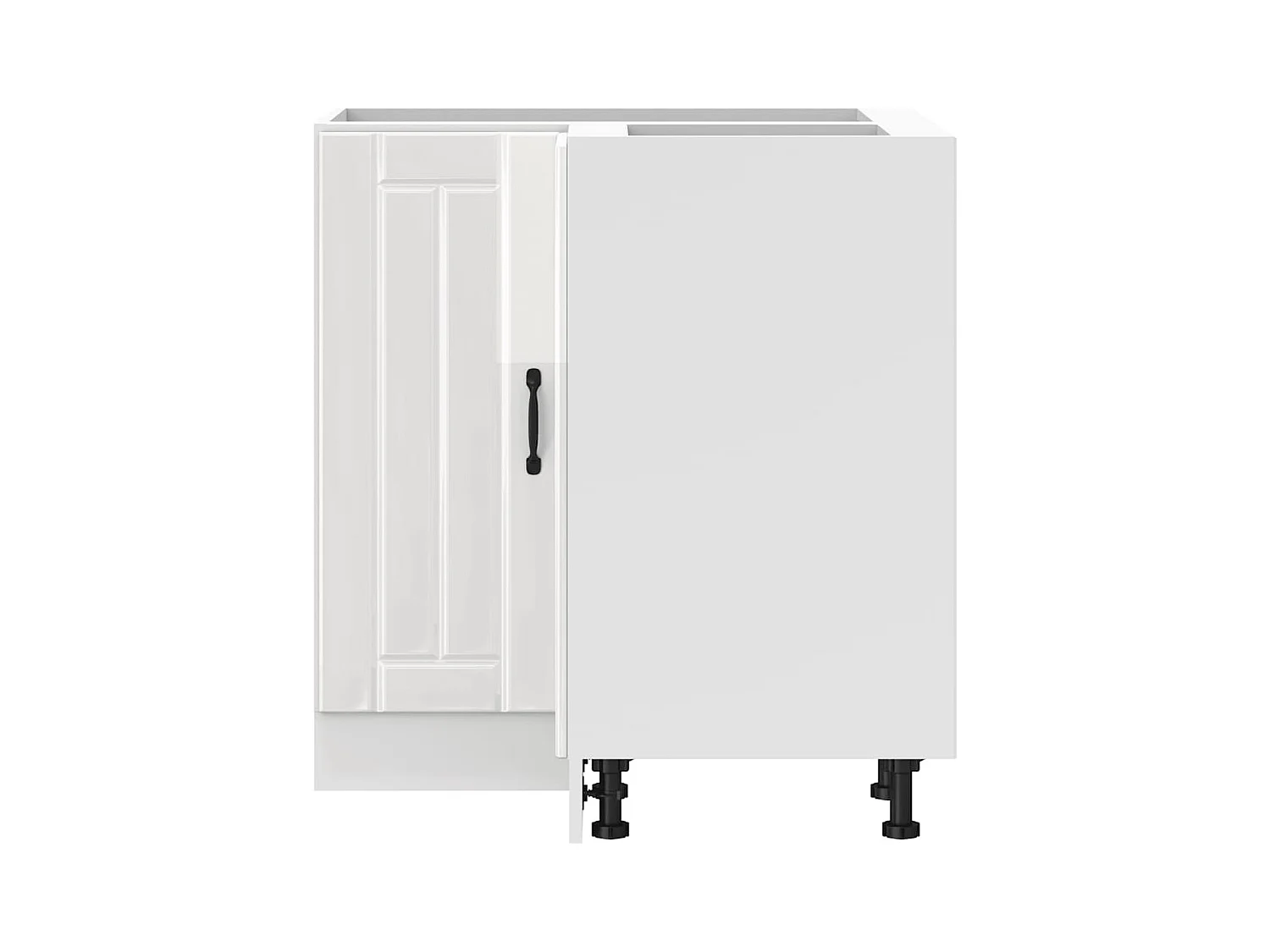 Armoire d'angle de cuisine Lucca blanc brillant bois ingénierie