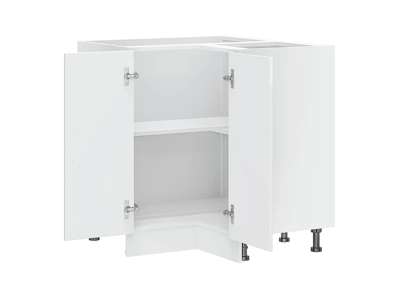 Armoire d'angle de cuisine Lucca blanc brillant bois ingénierie