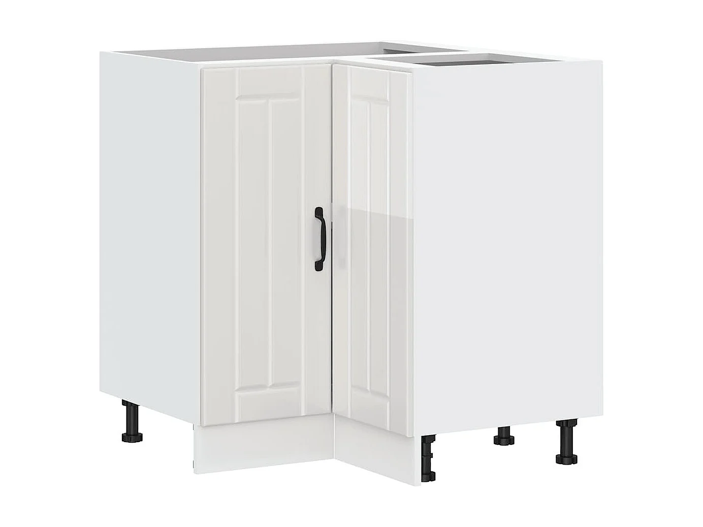 Armário base canto cozinha Lucca madeira branco brilhante