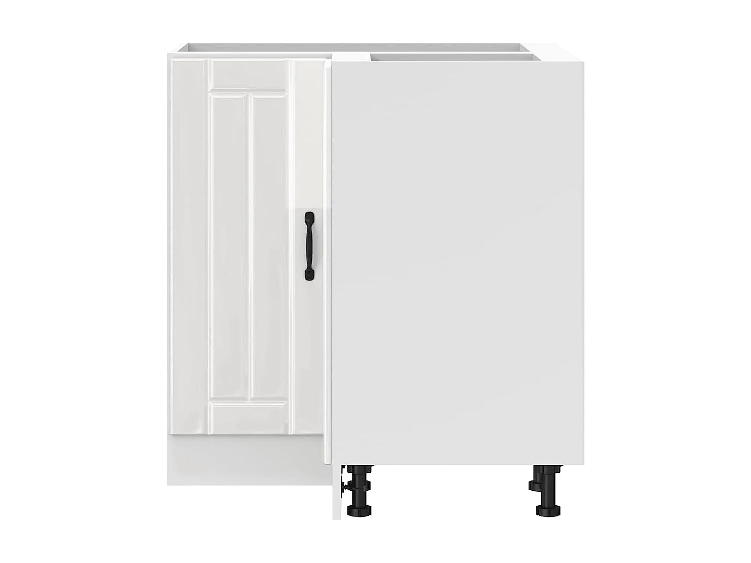 Armário base canto cozinha Lucca madeira branco brilhante