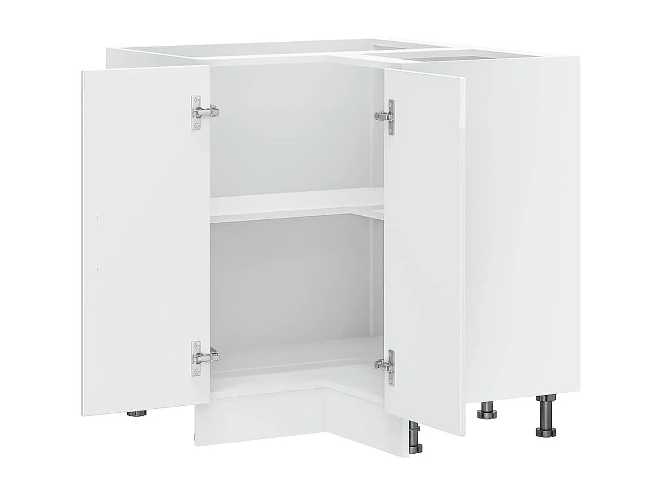 Armário base canto cozinha Lucca madeira branco brilhante