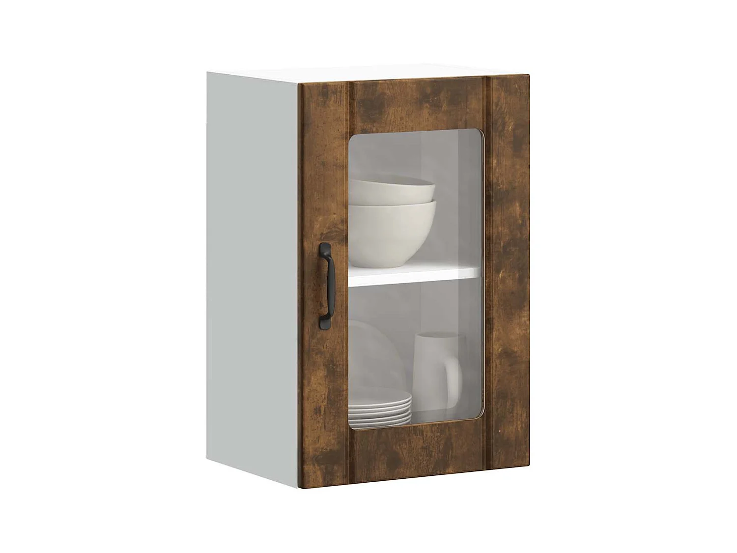 Armario de pared para cocina puerta cristal Lucca roble ahumado