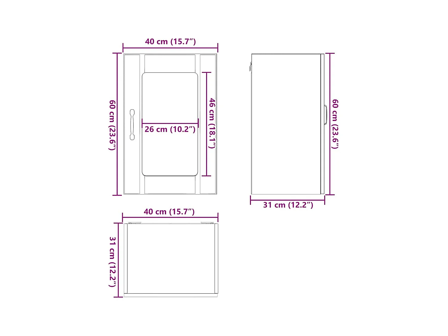 Armario de pared para cocina puerta cristal Lucca roble ahumado