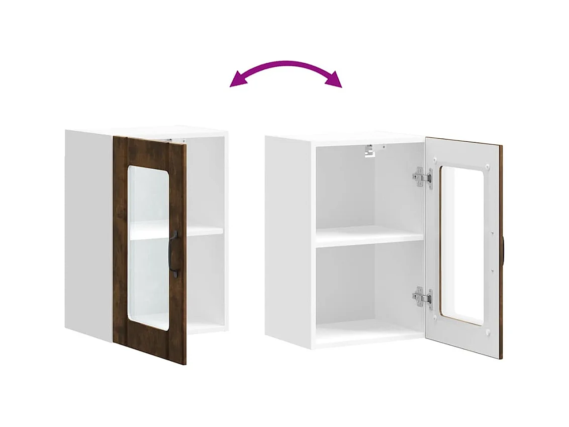 Armario de pared para cocina puerta cristal Lucca roble ahumado