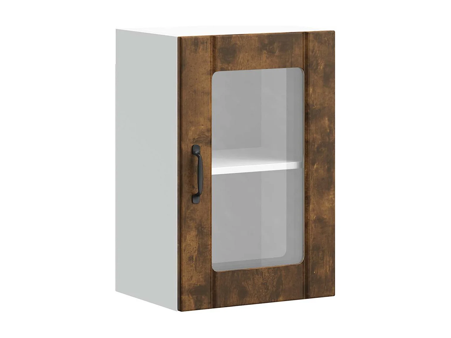 Armoire murale de cuisine avec porte en verre Lucca chêne fumé