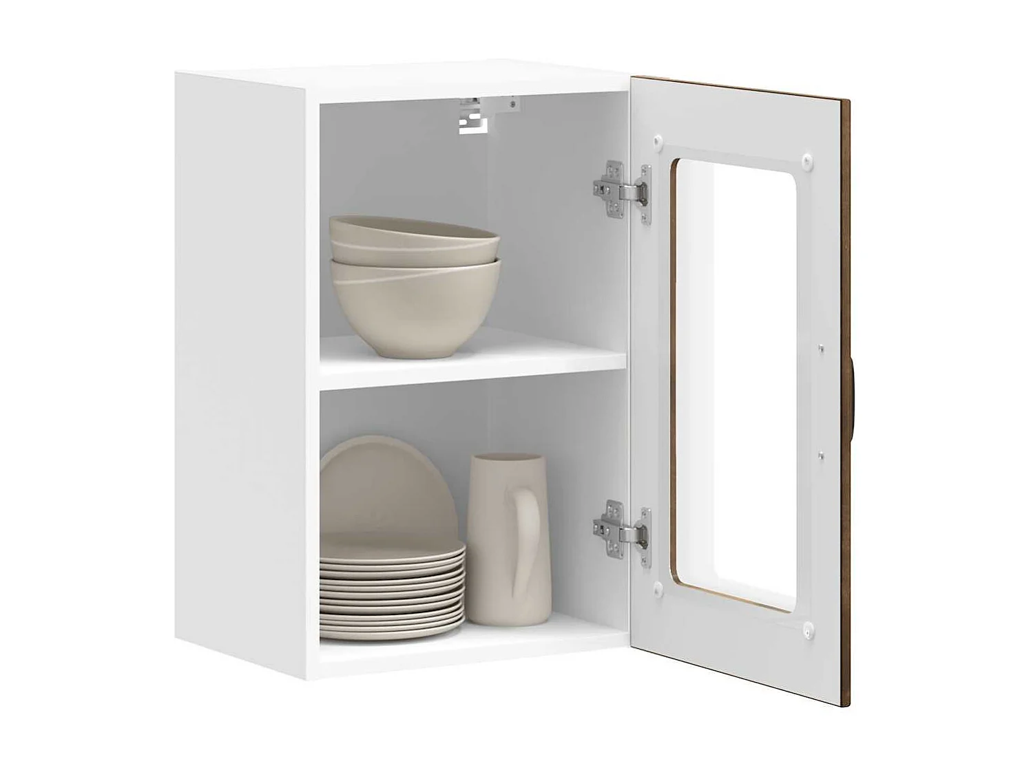 Armoire murale de cuisine avec porte en verre Lucca chêne fumé