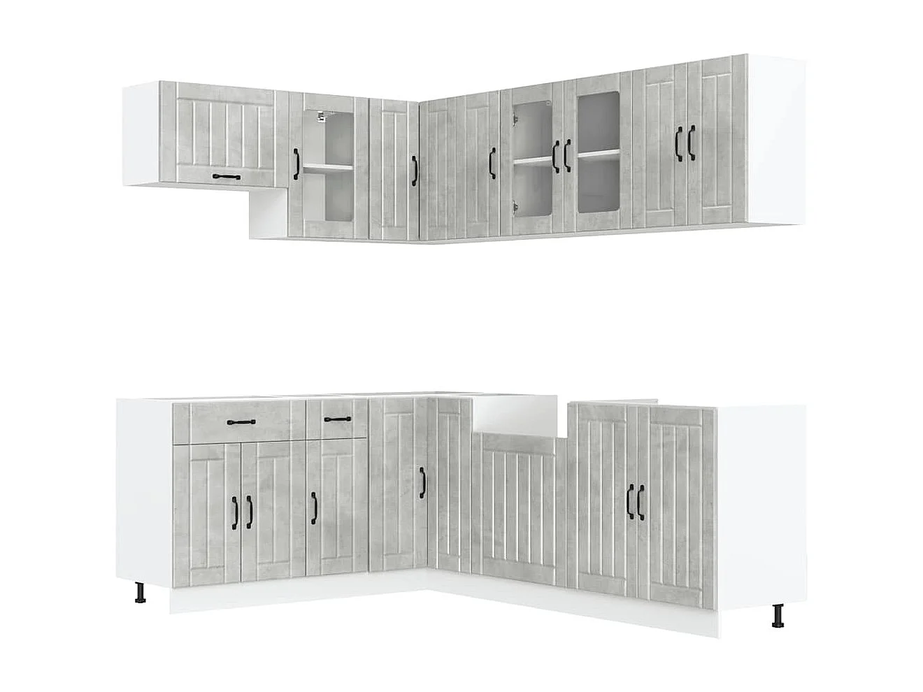 Set Mobili da Cucina 11 pz Lucca Grigio Cemento in Truciolato