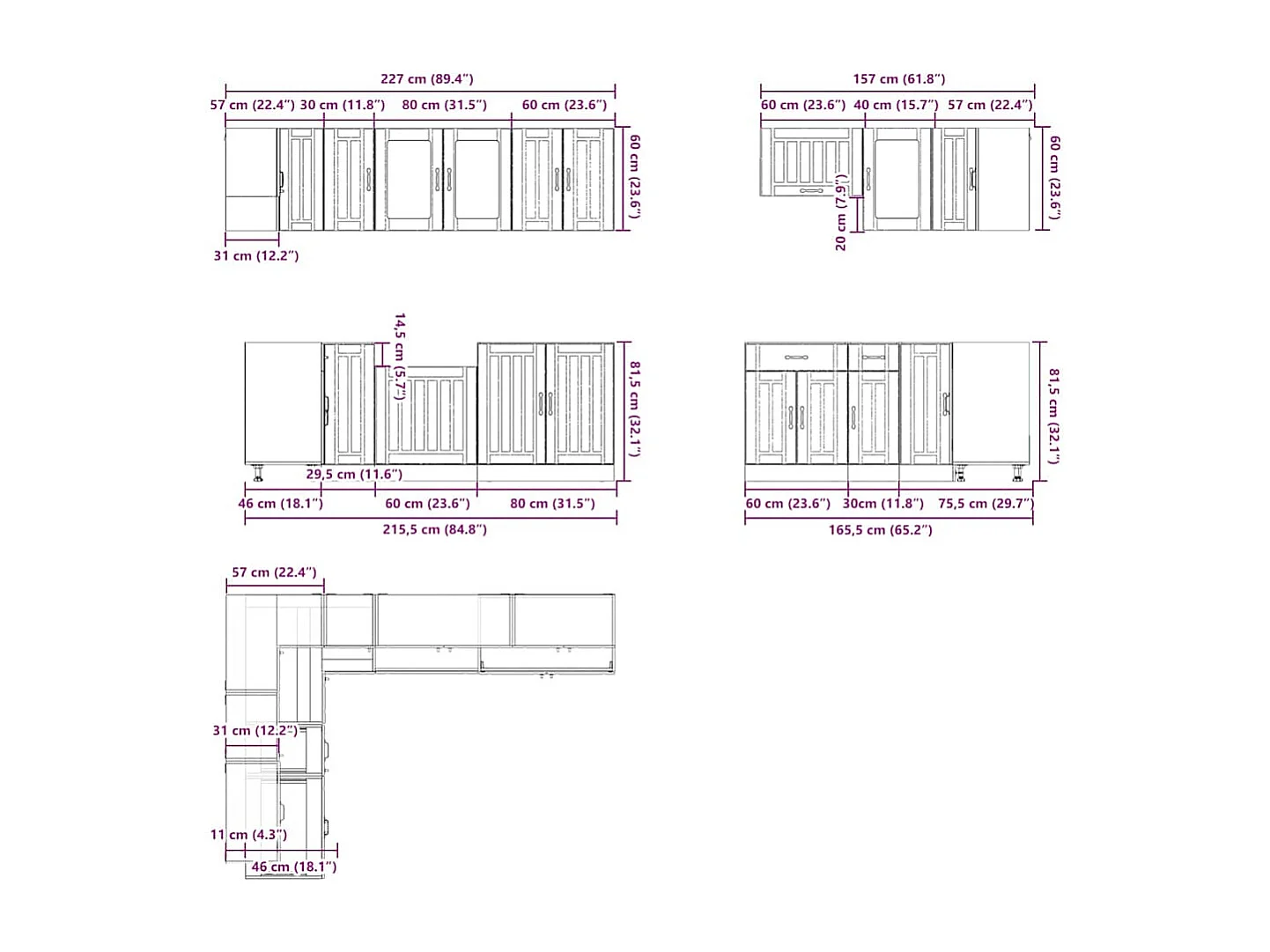 Set Mobili da Cucina 11 pz Lucca Grigio Cemento in Truciolato