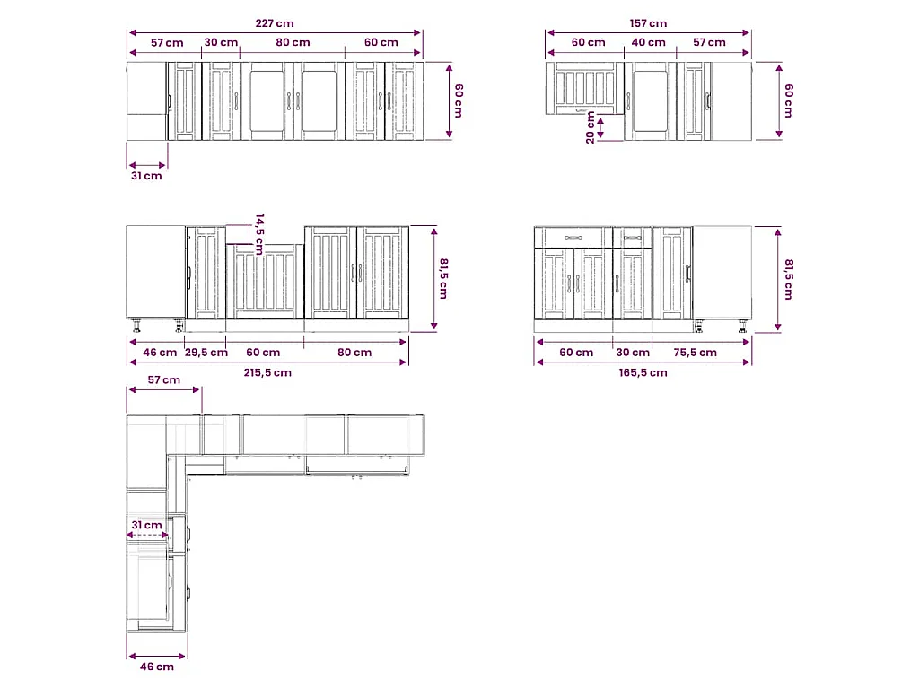 Ensemble d'armoires de cuisine 11 pcs Lucca bois d'ingénierie