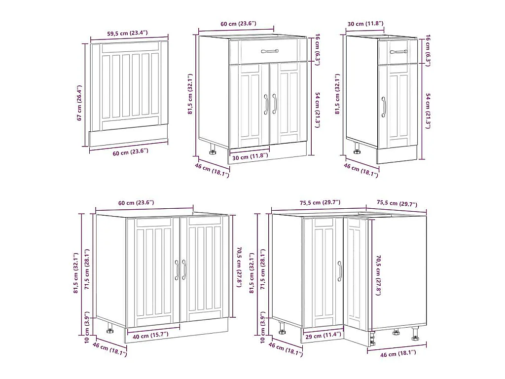 Ensemble d'armoires de cuisine 11 pcs Lucca bois d'ingénierie