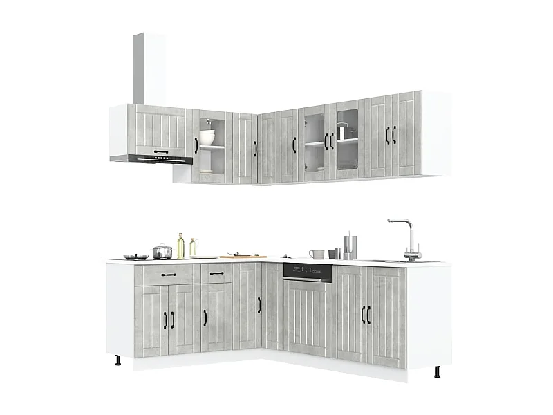 Set Mobili da Cucina 11 pz Lucca Grigio Cemento in Truciolato