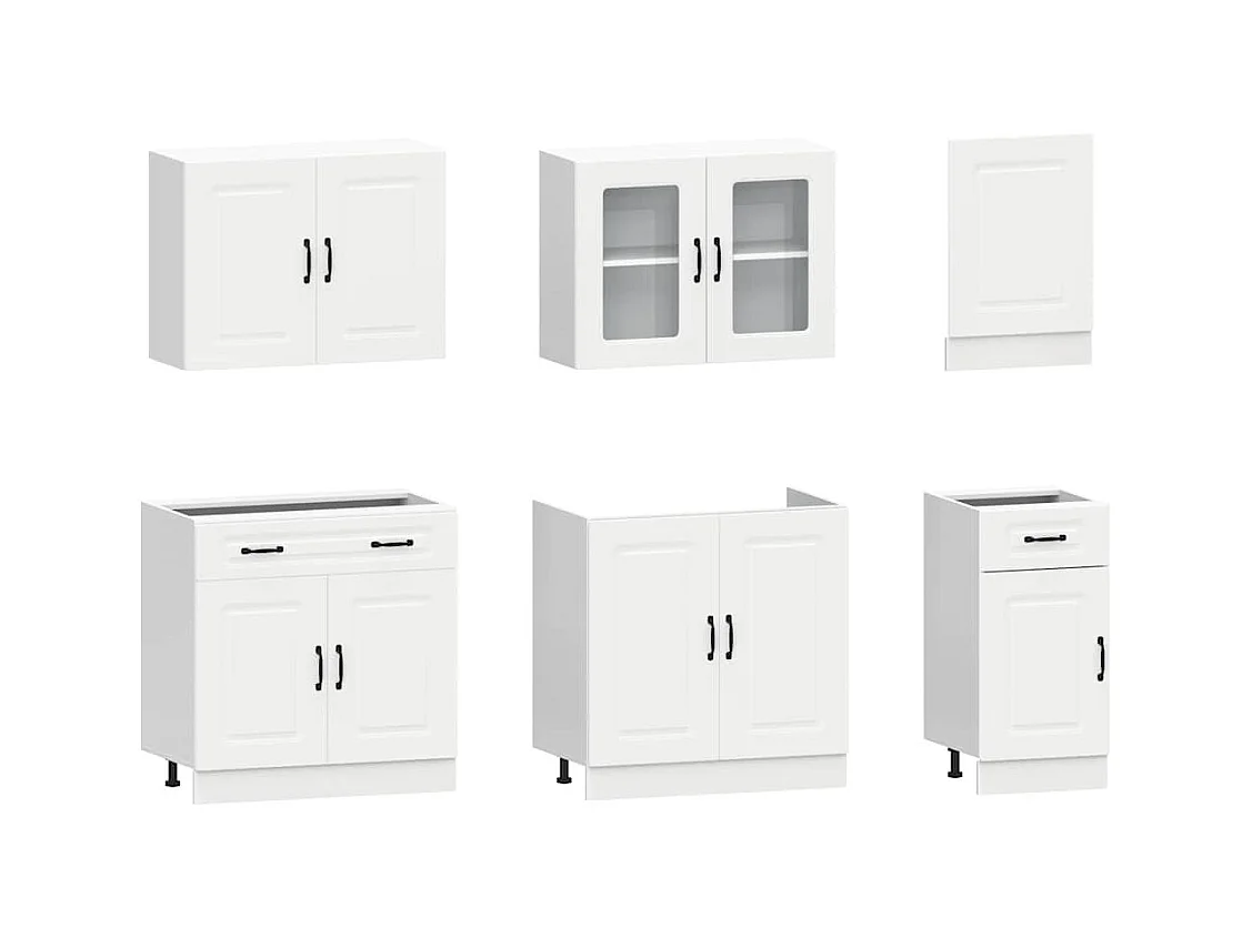 Ensemble d'armoires cuisine 7pcs Kalmar blanc bois d'ingénierie