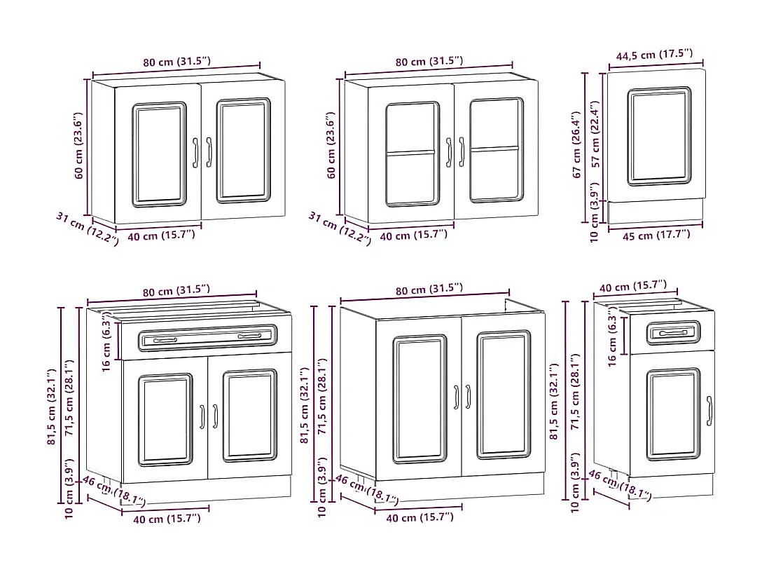 Ensemble d'armoires cuisine 7pcs Kalmar blanc bois d'ingénierie