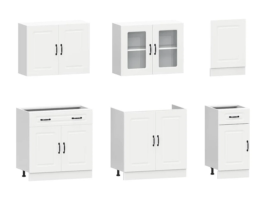 Ensemble d'armoires cuisine 7pcs Kalmar blanc bois d'ingénierie