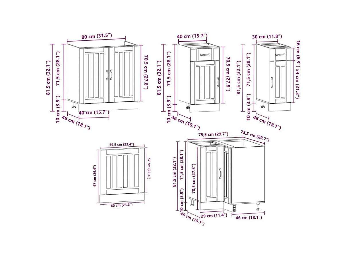 Ensemble d'armoires de cuisine 11 pcs Lucca bois d'ingénierie