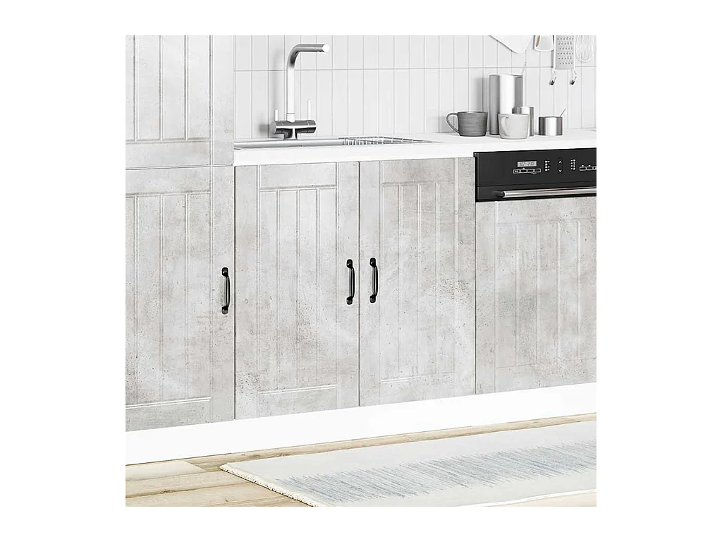 Spoelbakonderkast Lucca bewerkt hout betongrijs