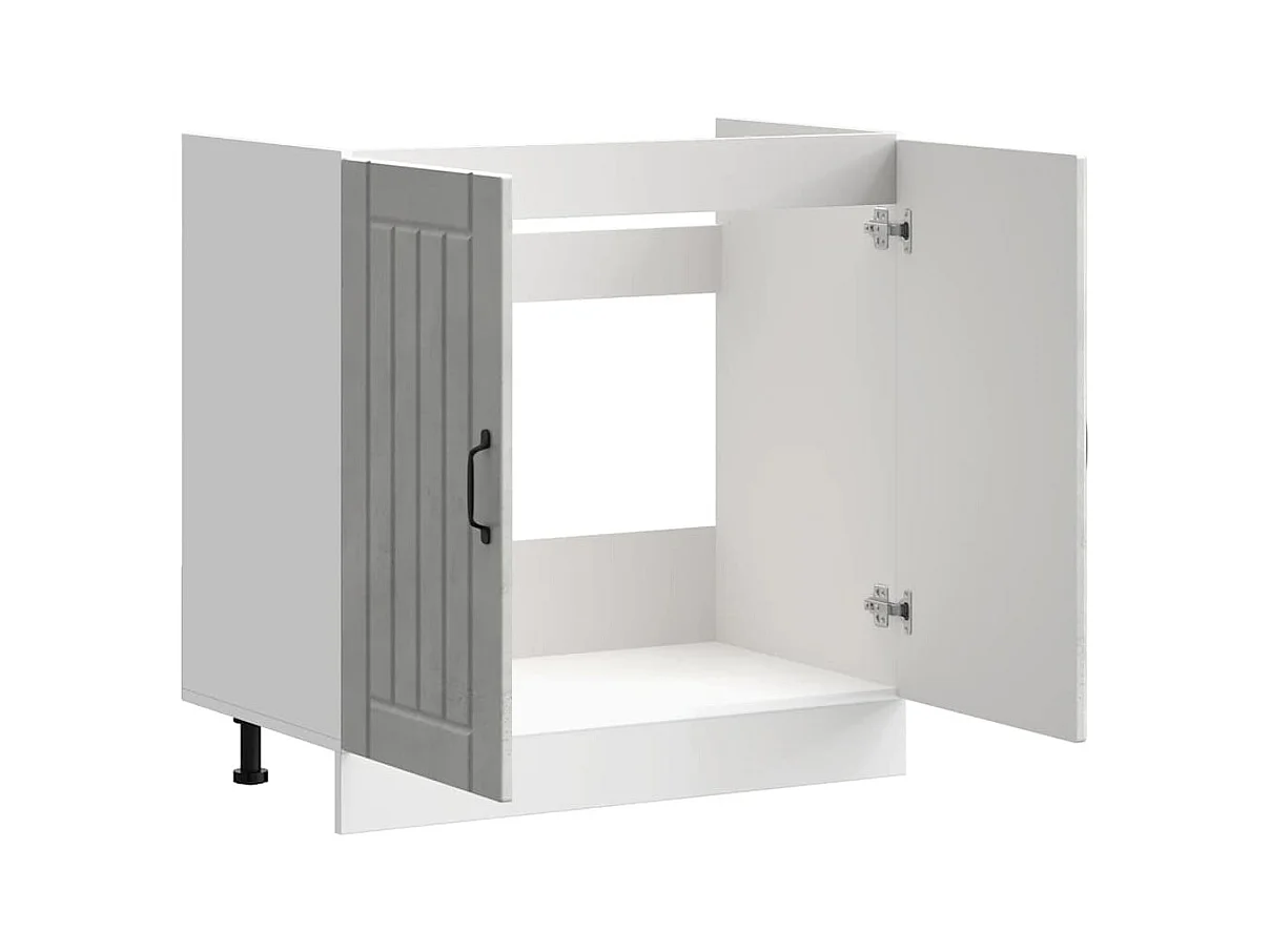 Spoelbakonderkast Lucca bewerkt hout betongrijs