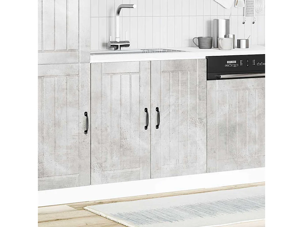 Meuble de base de lavabo Lucca gris béton bois ingénierie