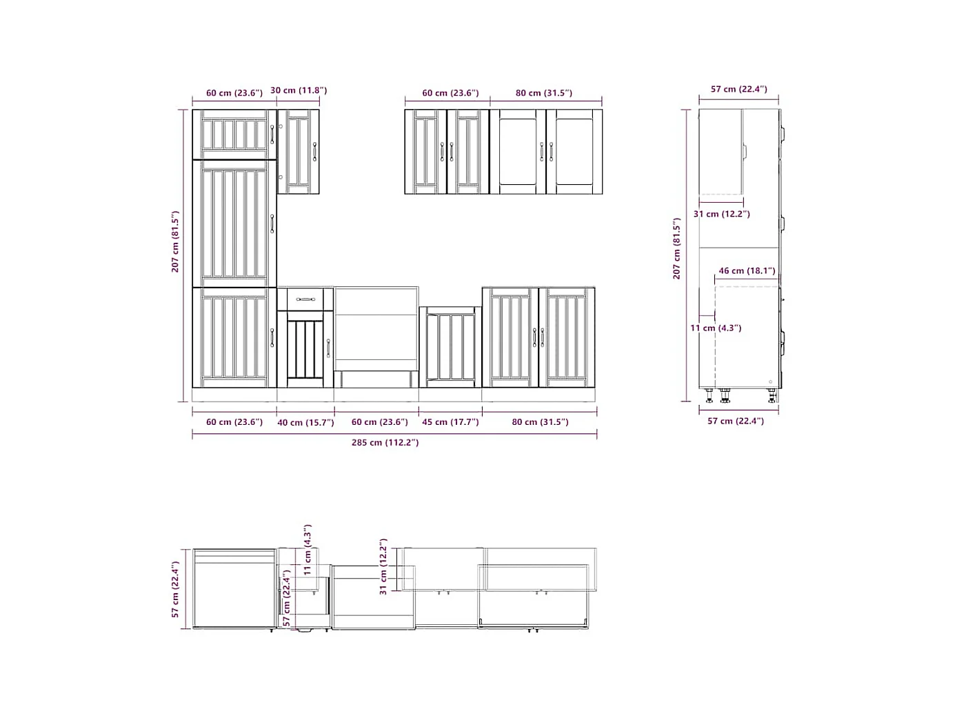 8-delige Keukenkastenset Lucca bewerkt hout sonoma eikenkleur
