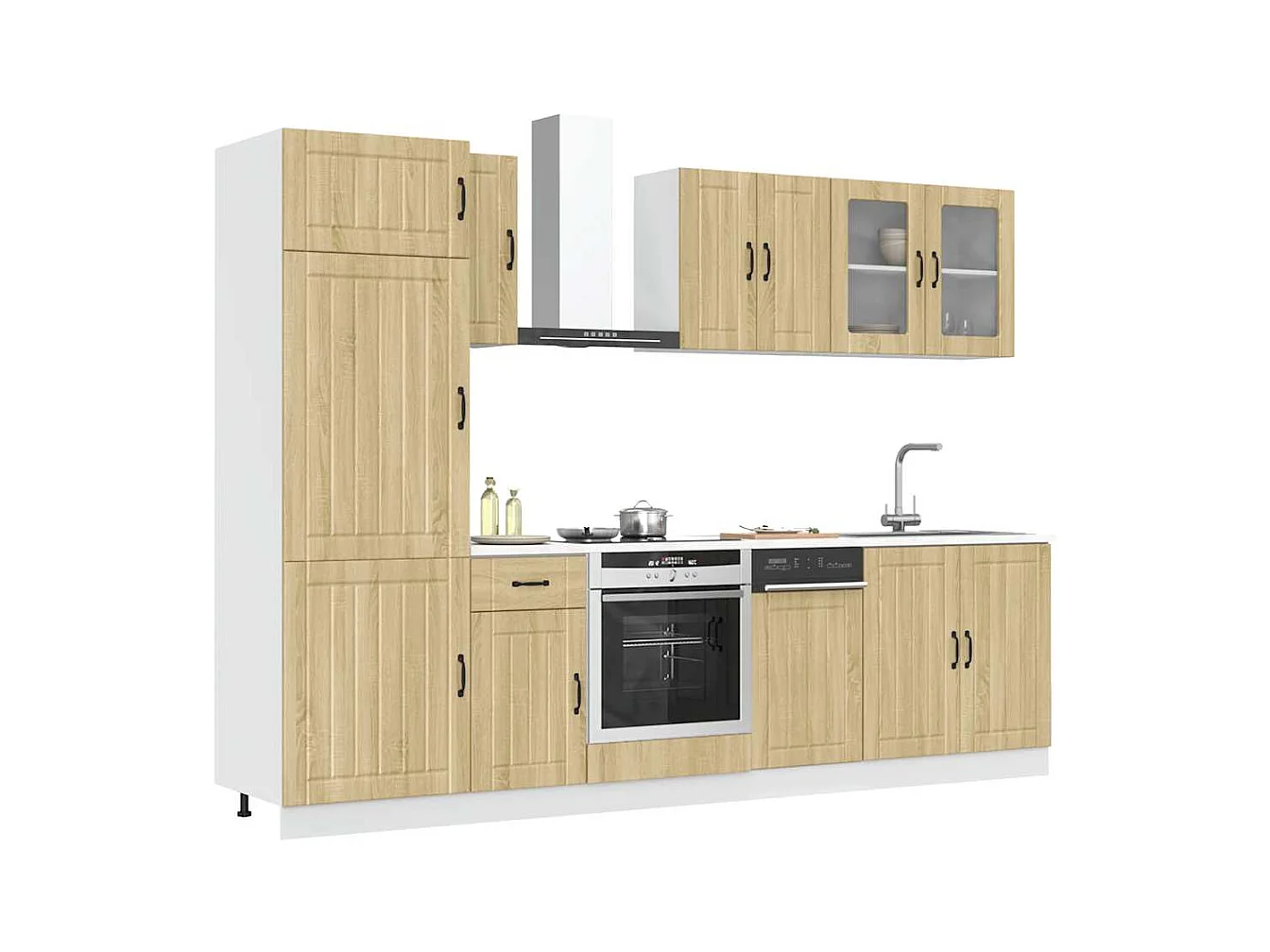 Ensemble de 8 meubles de cuisine "Lucca" en chêne Sonoma