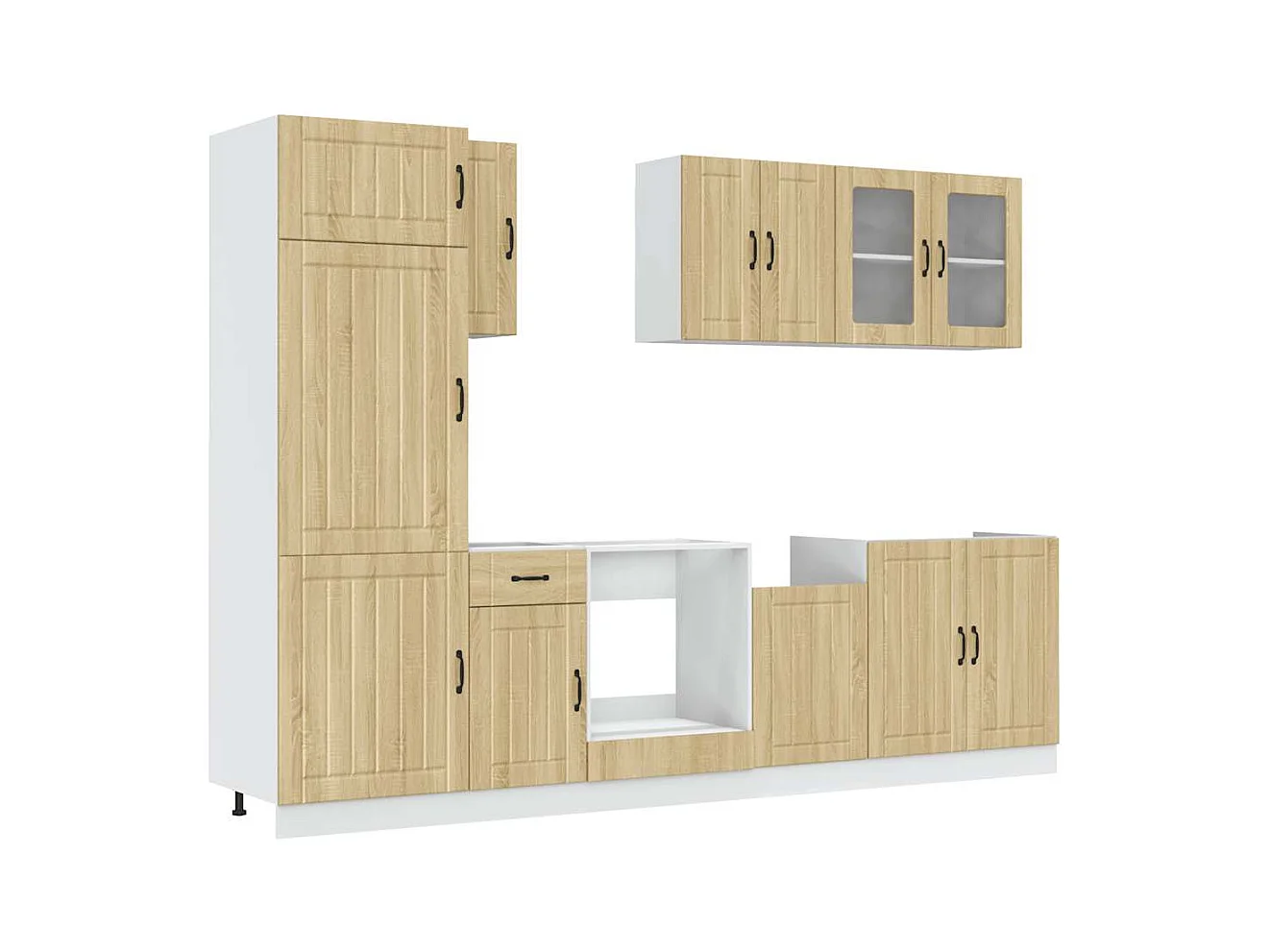 Ensemble de 8 meubles de cuisine "Lucca" en chêne Sonoma