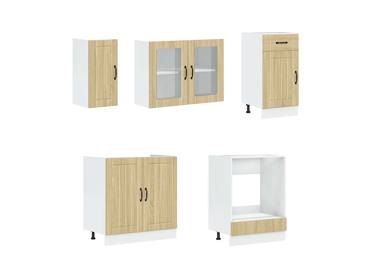 Ensemble de 8 meubles de cuisine "Lucca" en chêne Sonoma