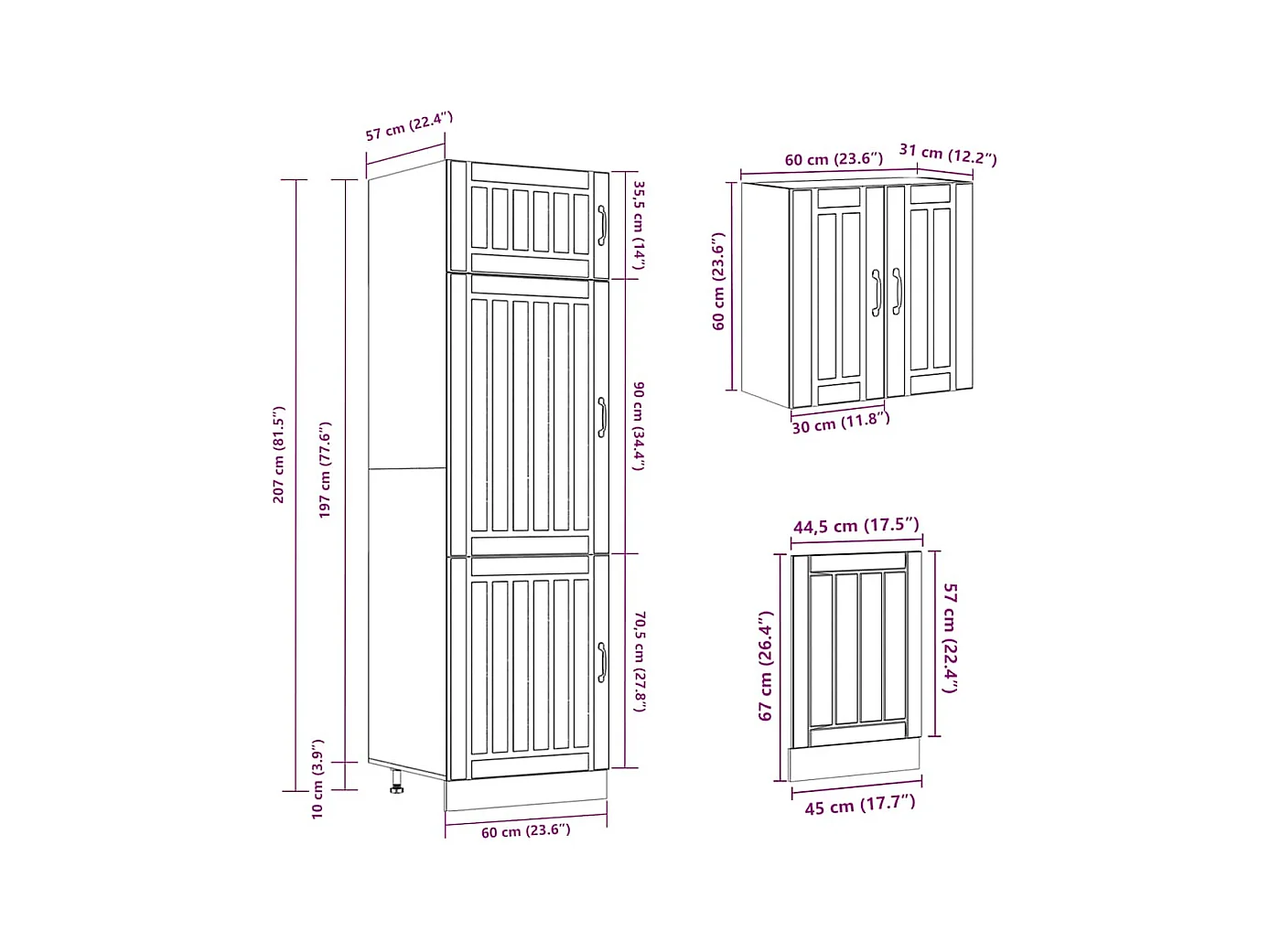 Ensemble de 8 meubles de cuisine "Lucca" en chêne Sonoma