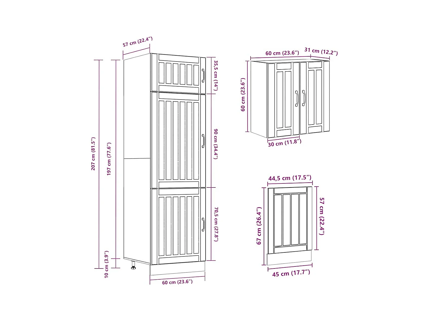 Ensemble de 8 meubles de cuisine "Lucca" en chêne Sonoma