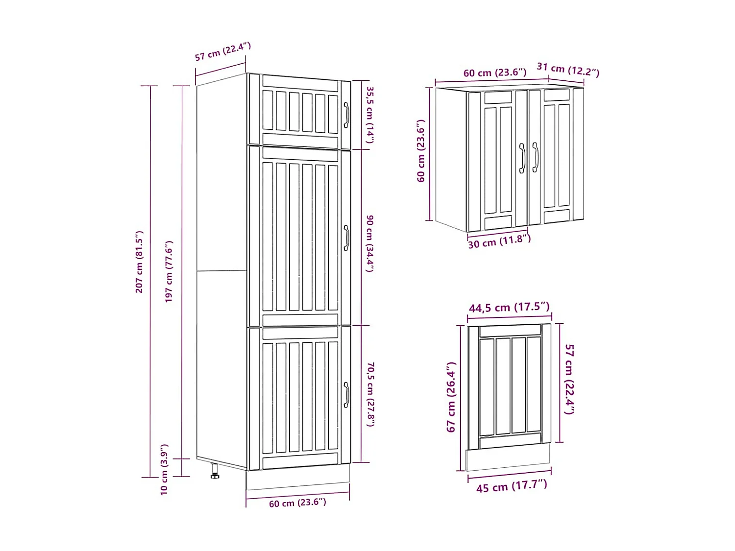 8 peças armário de cozinha conjunto Lucca sonoma carvalho
