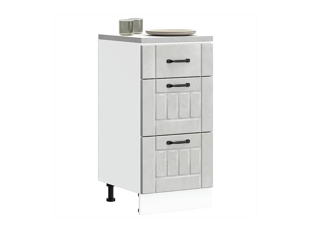 Armoire de cuisine Lucca gris béton bois ingénierie