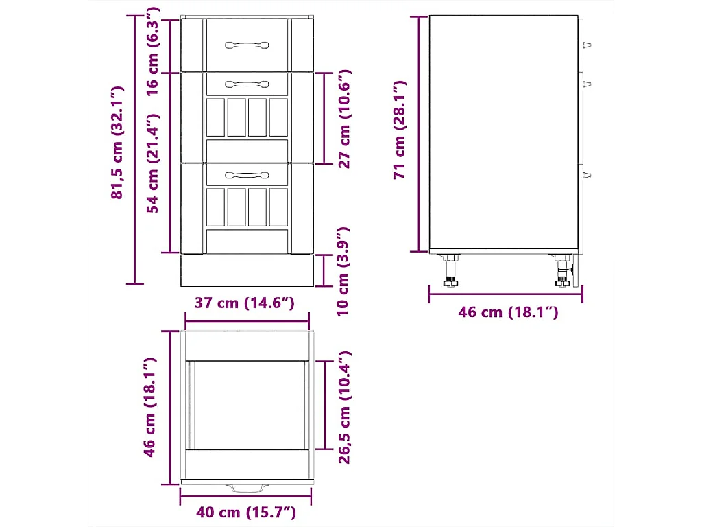 Onderkast Lucca bewerkt hout betongrijs