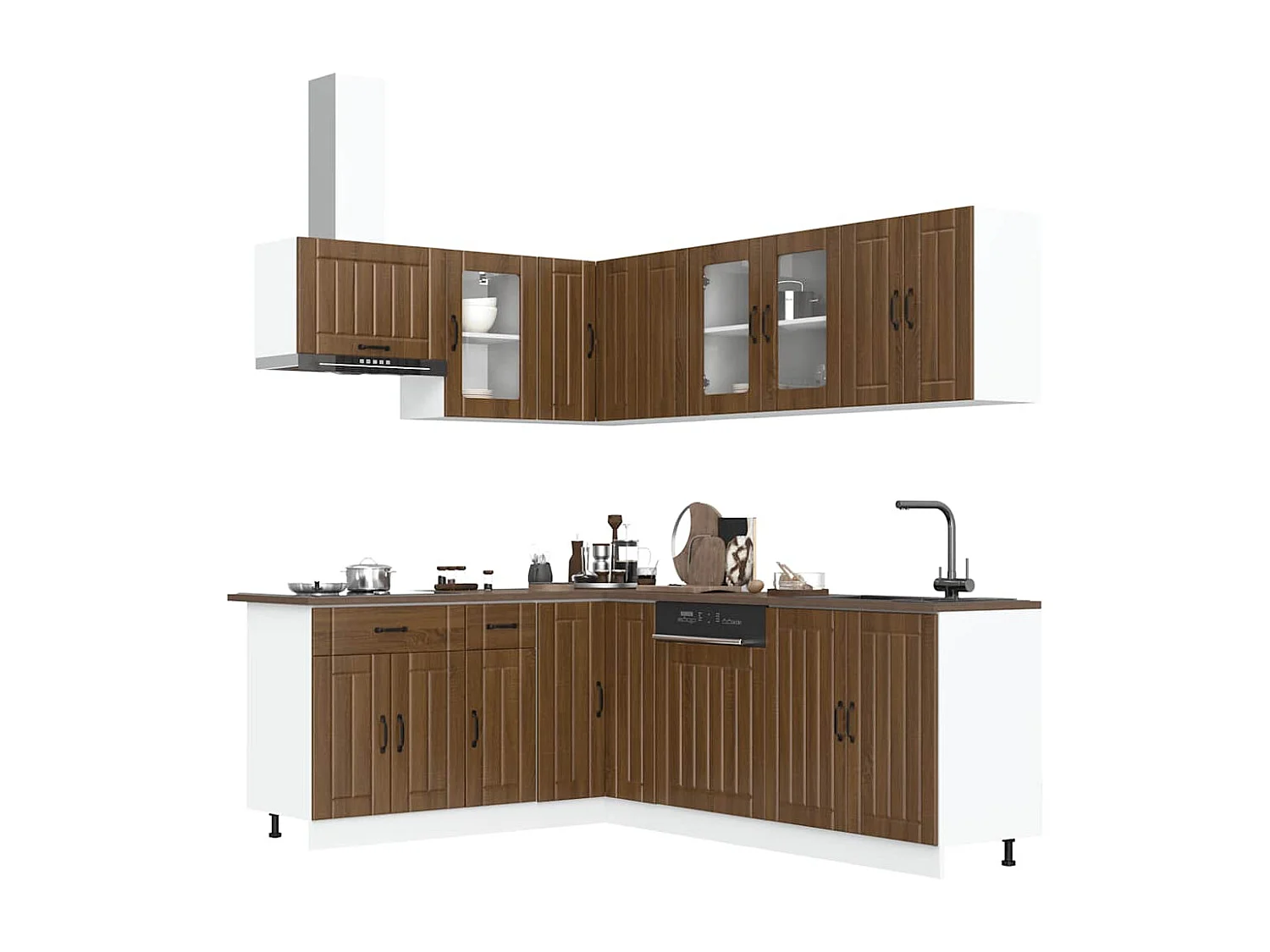 11 peças armário de cozinha conjunto Lucca carvalho castanho