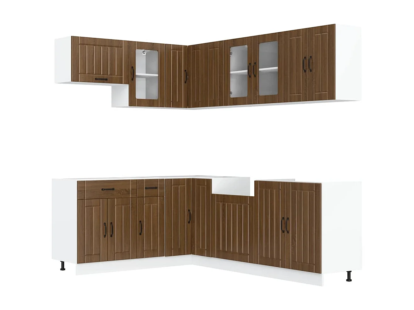 11 peças armário de cozinha conjunto Lucca carvalho castanho