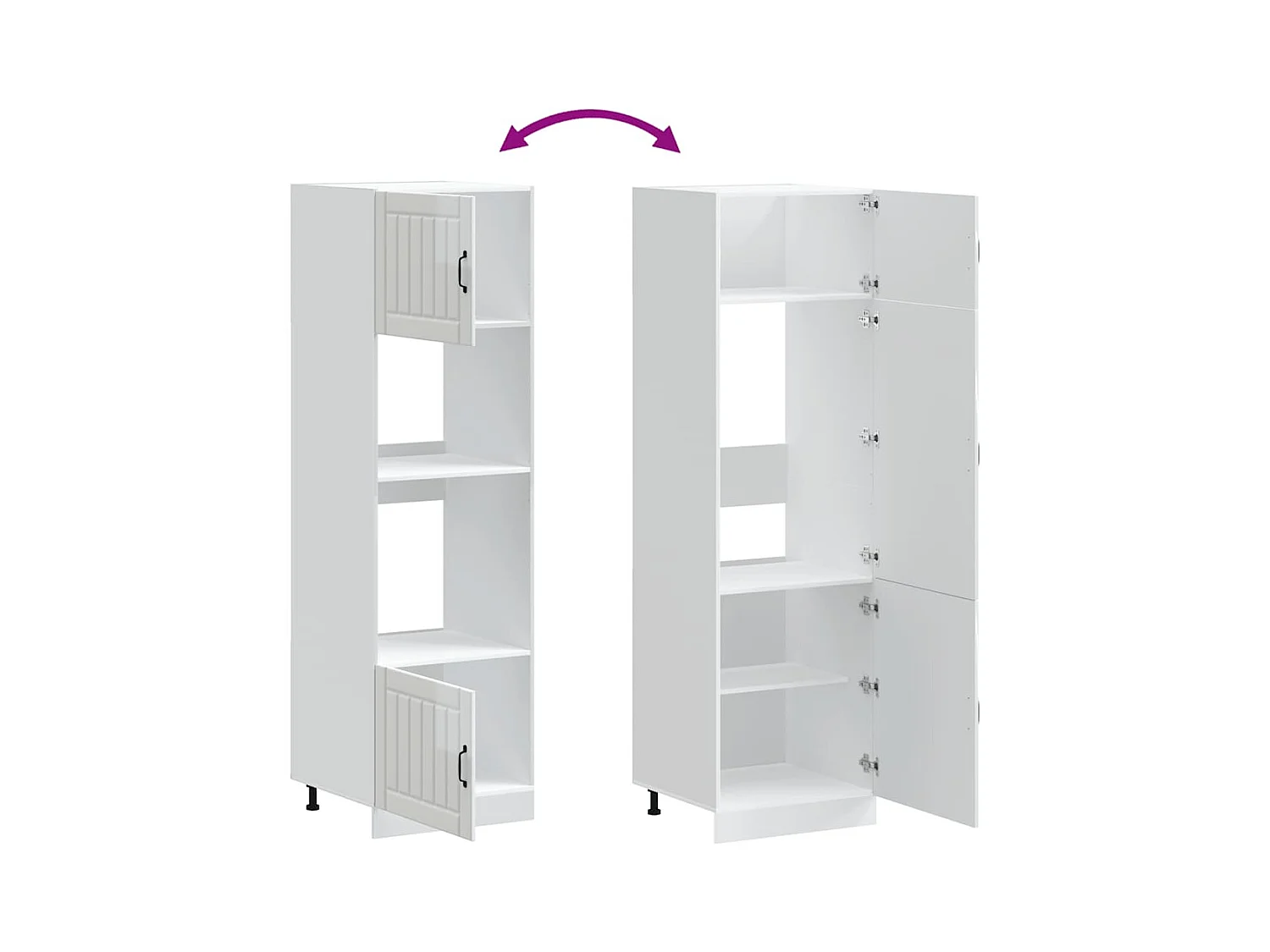 Armoires de four 2 pièces "Lucca" Bois d'ingénierie blanc brillant