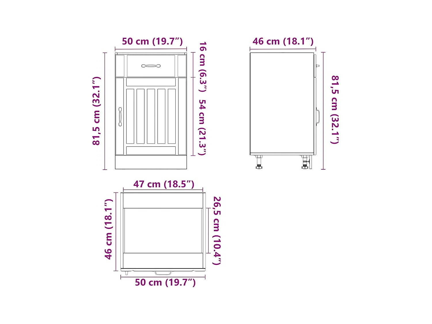 Küchen-Unterschrank Lucca Braun Eichen-Optik Holzwerkstoff