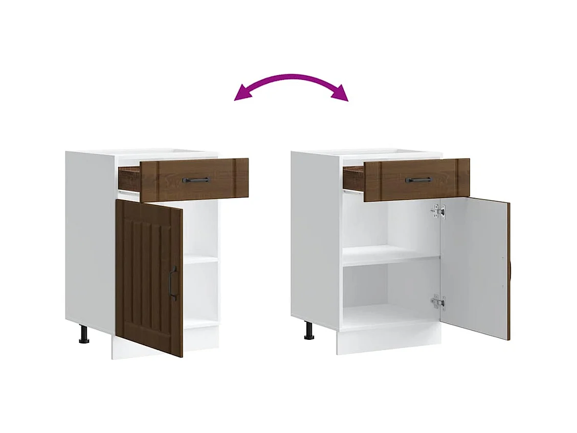 Küchen-Unterschrank Lucca Braun Eichen-Optik Holzwerkstoff