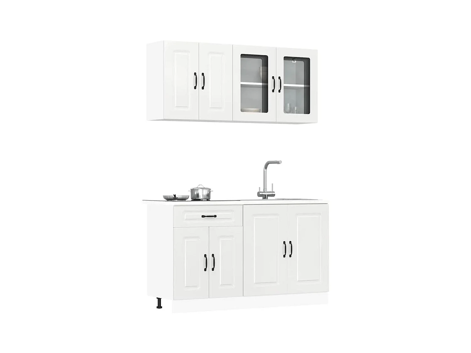 4-tlg. Küchenschrank-Set Kalmar Hochglanz-Weiß Holzwerkstoff