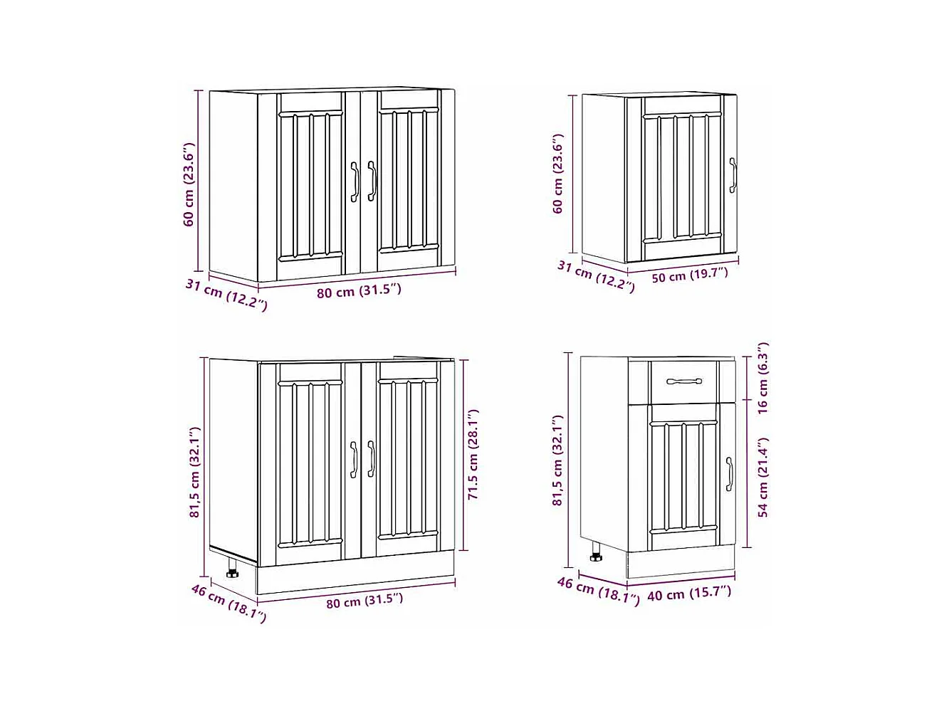 Ensemble d'armoires de cuisine 7 pcs Lucca bois d'ingénierie