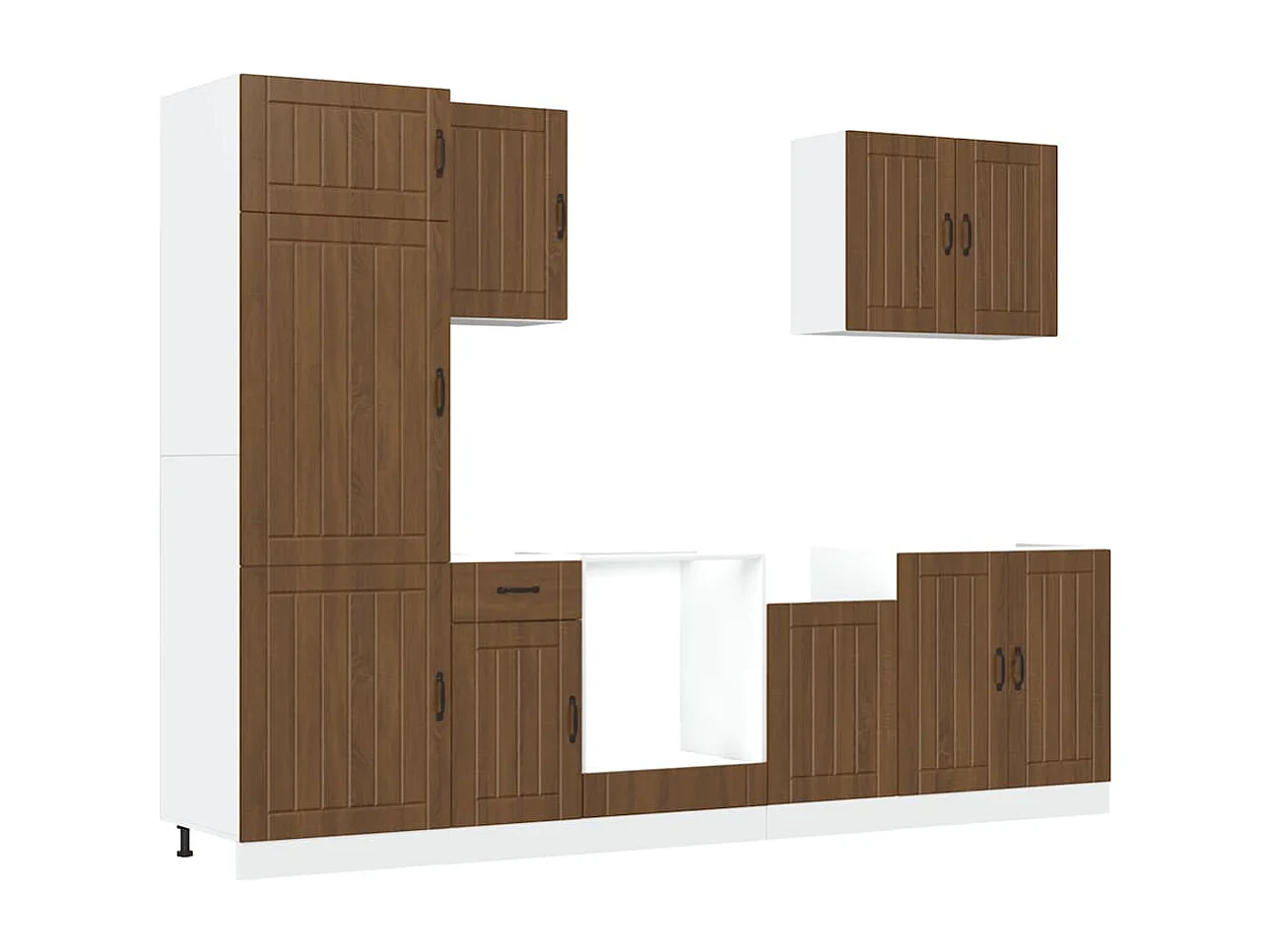 7-delige Keukenkastenset Lucca bewerkt hout bruin eikenkleur