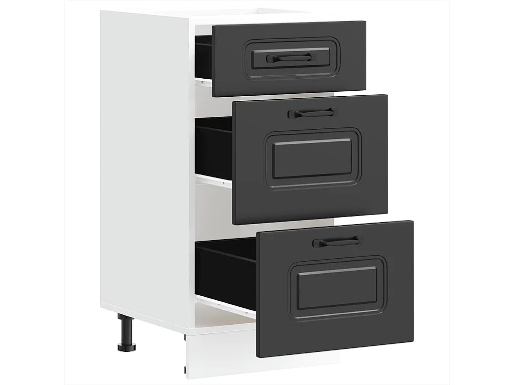 Onderkast "Kalmar" Zwart Bewerkt Hout