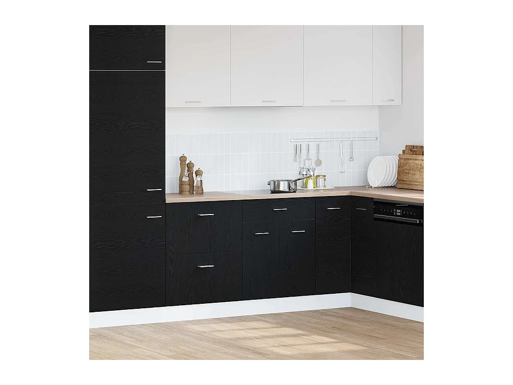 Lade Basis Kast Zwart eiken 60 x 46 x 81.5 cm Bewerkt hout